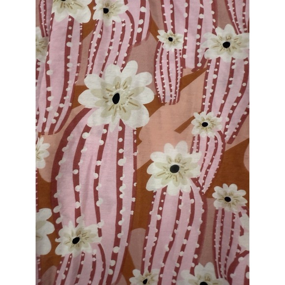 THML Pink Floral Puff Sleeve Crew Neck Top Blouse Womens Size M - Picture 7 of 7